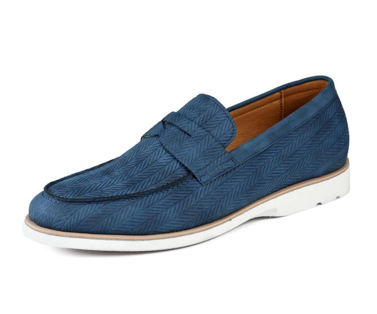 Amali Elias Blue Herringbone Loafers Menโs Casual Slip On