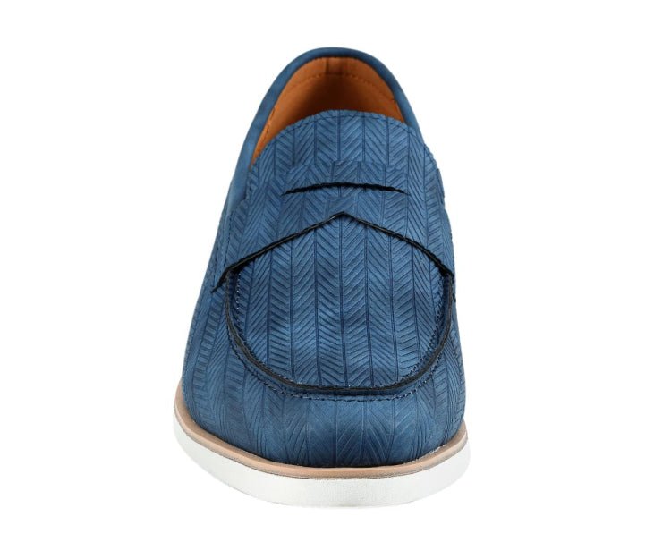Amali Elias Blue Herringbone Loafers Menโs Casual Slip On
