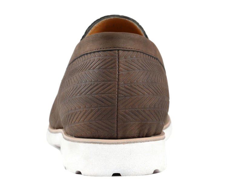 Amali Elias Herringbone Loafers For Men Brown Fabric