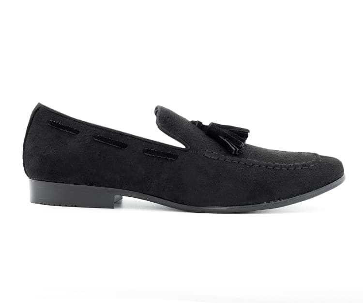 Amali Emperor Black Men's Velvet Tassel Loafers