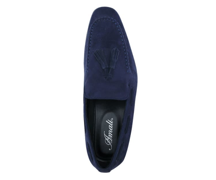 Amali Emperor Navy Men’s Velvet Tassel Loafers