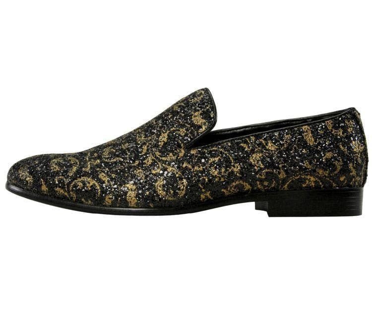 Amali Erin Gold Paisley Glitter Women’s Smoking Slippers