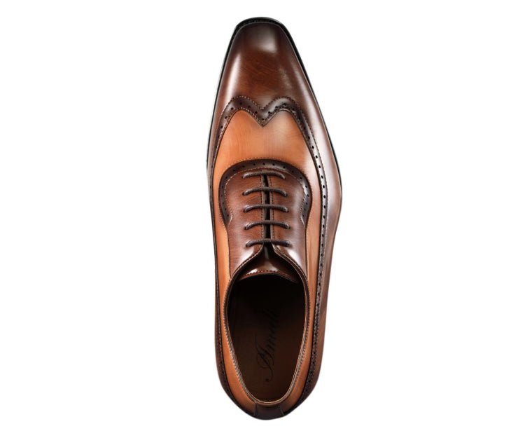 Amali Everett Distinguished Tan Wingtip Oxfords Men’s Leather