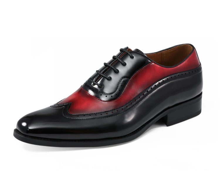 Amali Everett Two Tone Men's Black and Red Leather Wingtip Oxfords