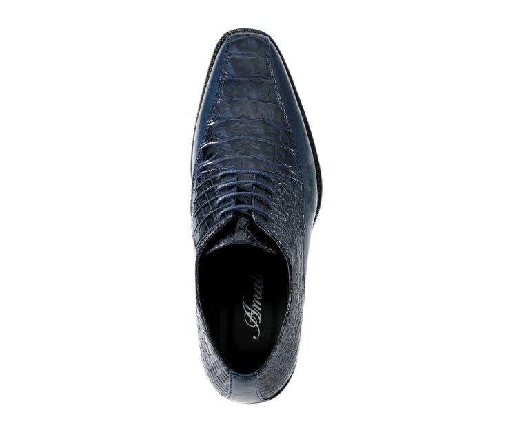Amali Harvey Croc Men's Navy Blue Animal Print Sophisticated Oxford Shoes