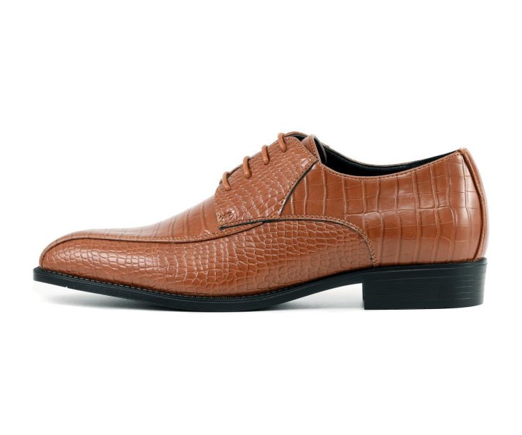 Amali Harvey Croc Men's Cognac Tan Animal Print Sophisticated Oxford Shoes