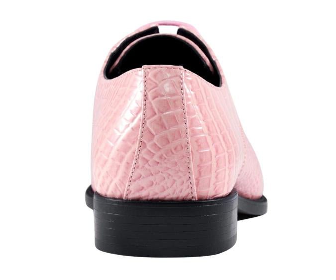 Amali Harvey Croc Men's Pink Animal Print Sophisticated Oxford Shoes