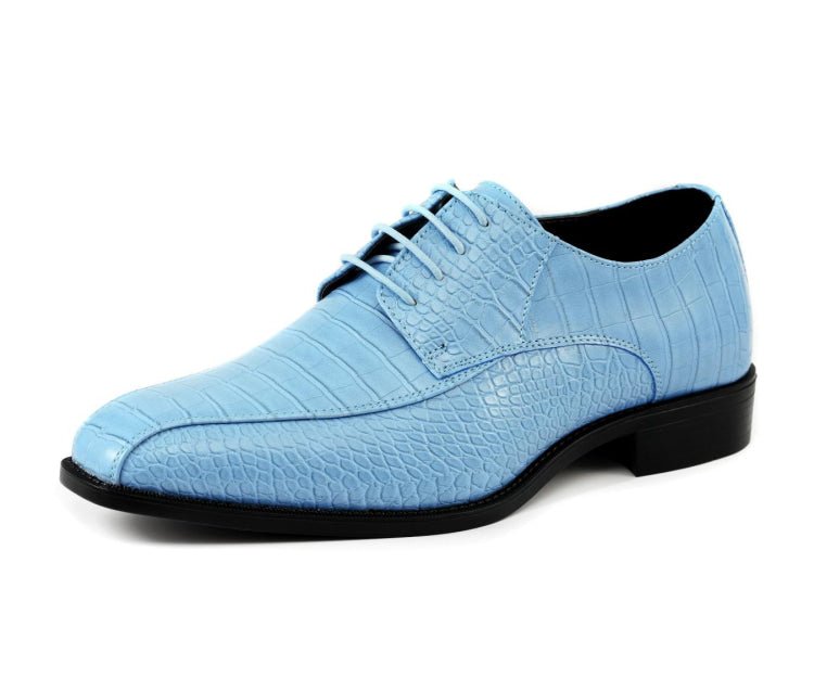 Amali Harvey Croc Men's Baby Blue Animal Print Sophisticated Oxford Shoes