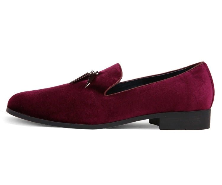 Amali Heath Burgundy Men’s Velvet Smoking Slippers