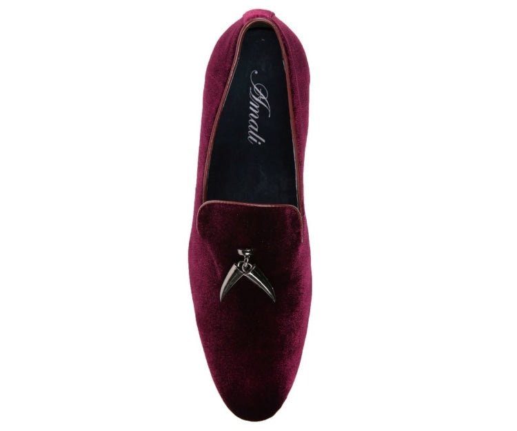 Amali Heath Burgundy Men’s Velvet Smoking Slippers