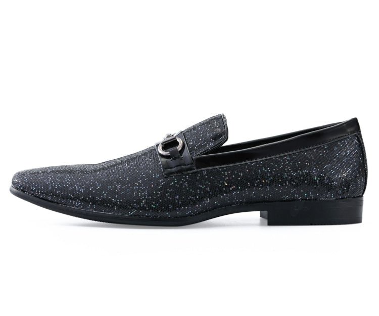 Amali Luxe Black Glitter Loafers Men's Glitter Upper