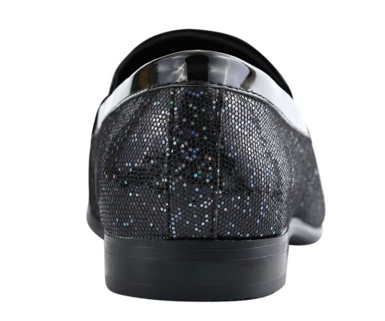 Amali Luxe Black Glitter Loafers Men's Glitter Upper