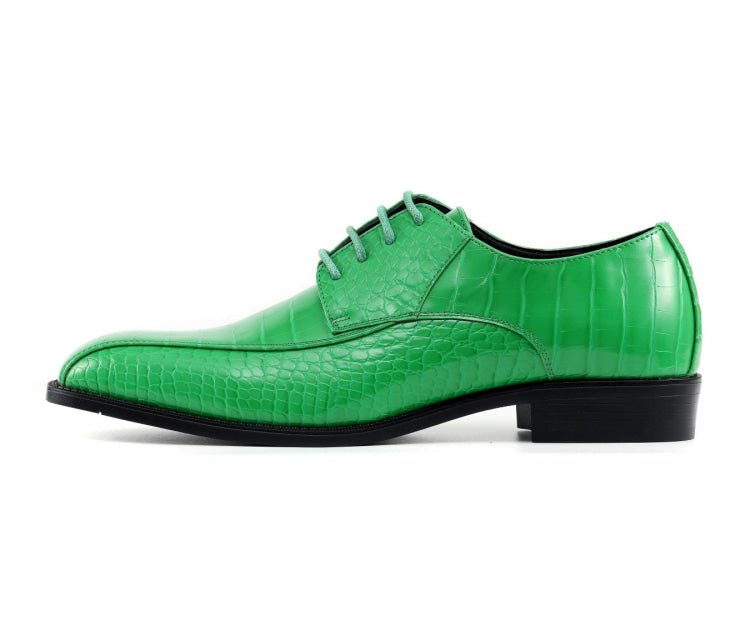 Amali Harvey Croc Men's Bright Green Animal Print Sophisticated Oxford Shoes