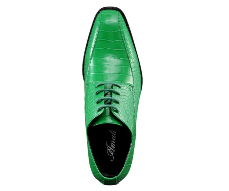 Amali Harvey Croc Men's Bright Green Animal Print Sophisticated Oxford Shoes