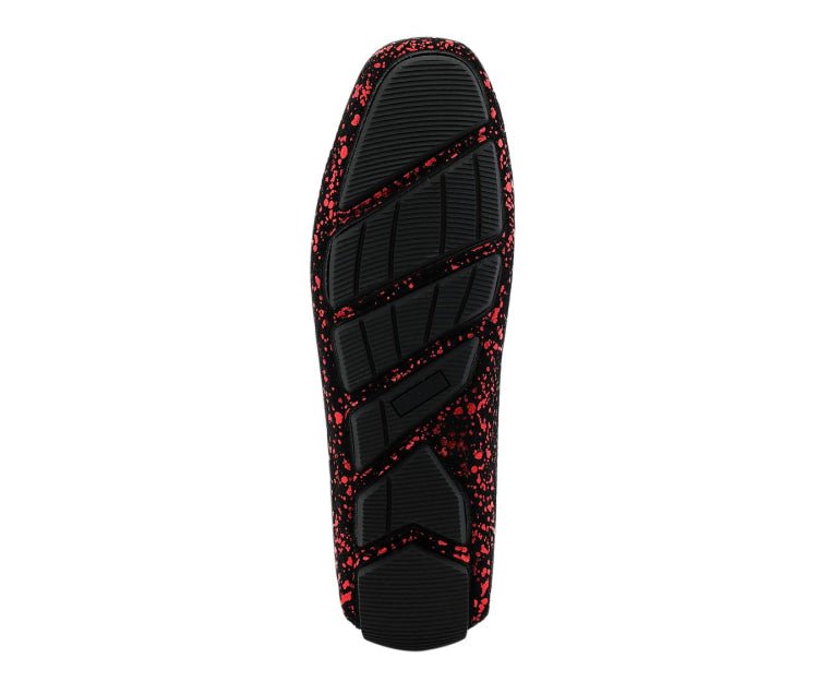 Amali Monty Men's Red and Black Suede Driving Loafers