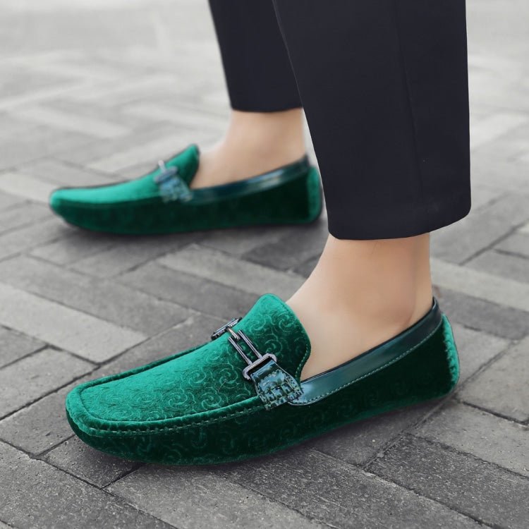 Amali Roberto Green Men's Velvet Green Driving Moccasins