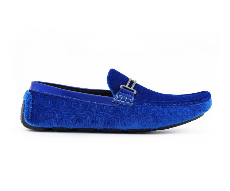 Amali Roberto Royal Velvet Dress Shoes Men’s Blue Moccasins