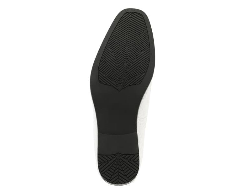 Amali Throne Men’s White Velvet Leather Loafers with Paisley Pattern