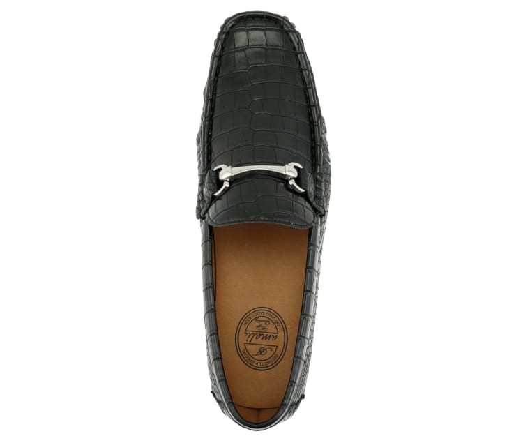 Amali Titus Crocodile Elegance Loafers Men’s Black Leather