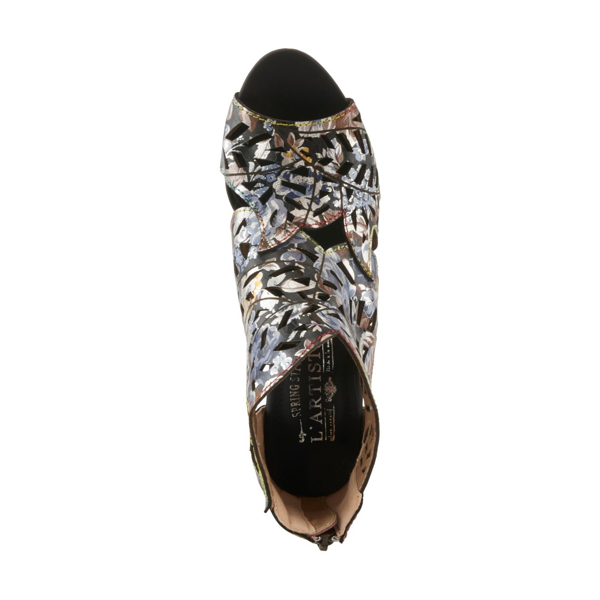 L'Artiste Amora cutout sandal in Black Multi, top view