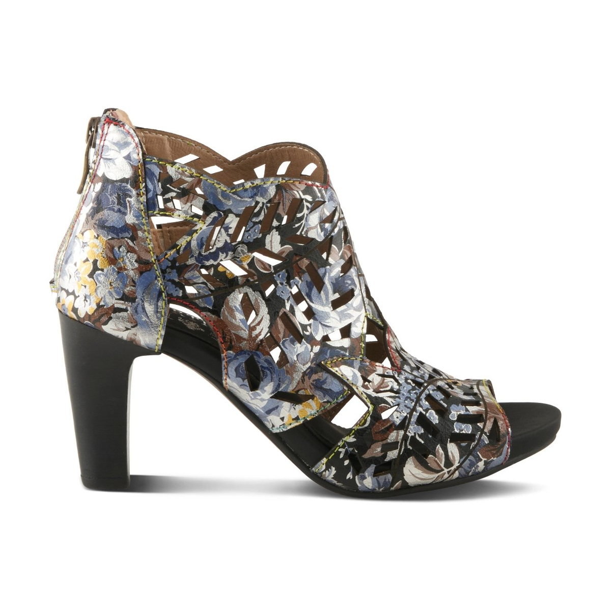 L'Artiste Amora cutout sandal in Black Multi, right-facing side profile