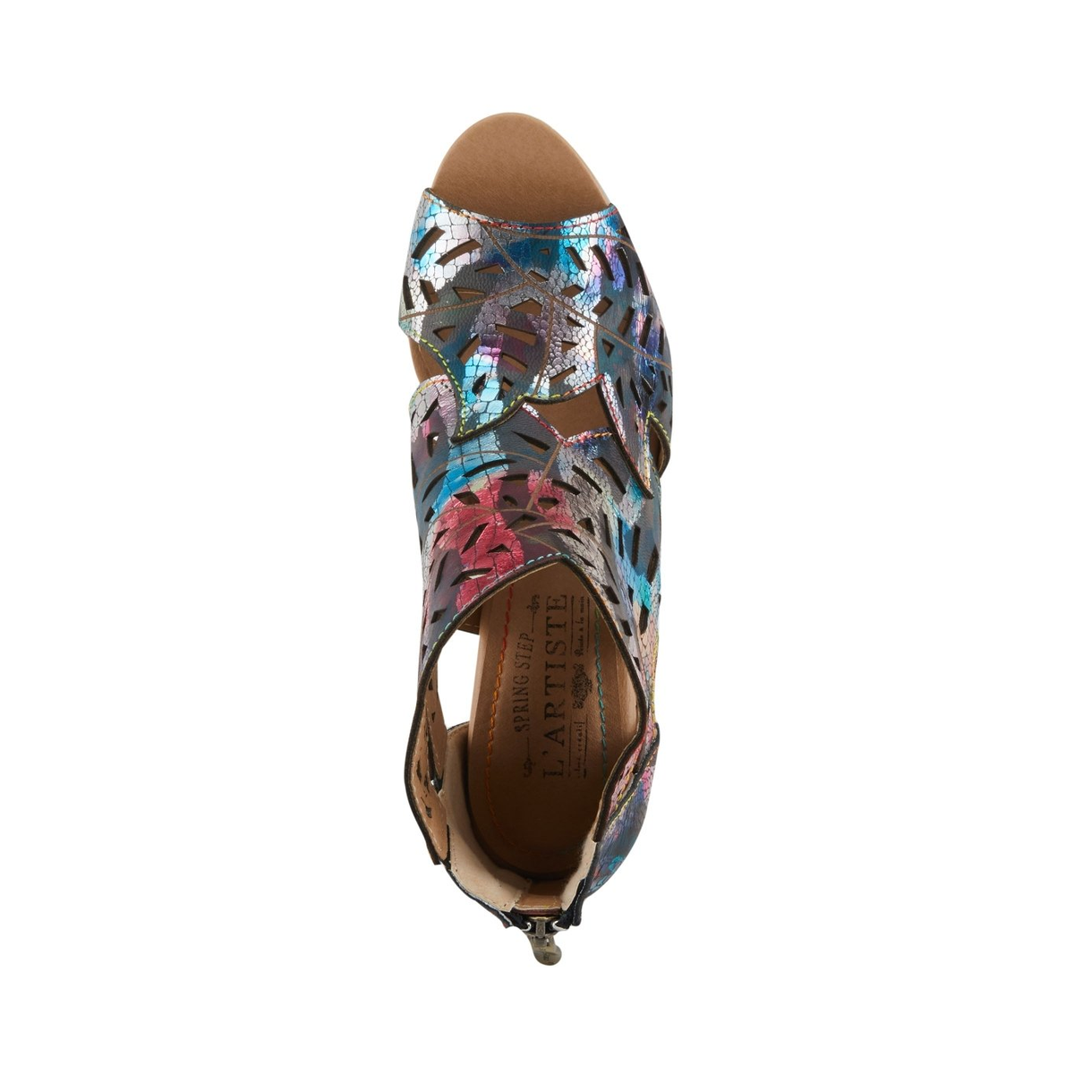 L'Artiste Amora cutout sandal in Fuchsia Multi, top view