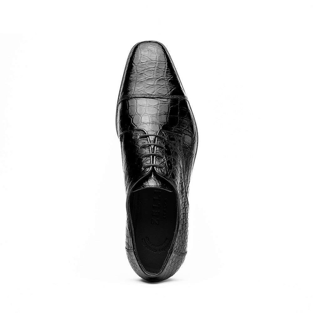 Zelli Italia Men's 21-532-BKM ANDREA Crocodile Lace Up, Black