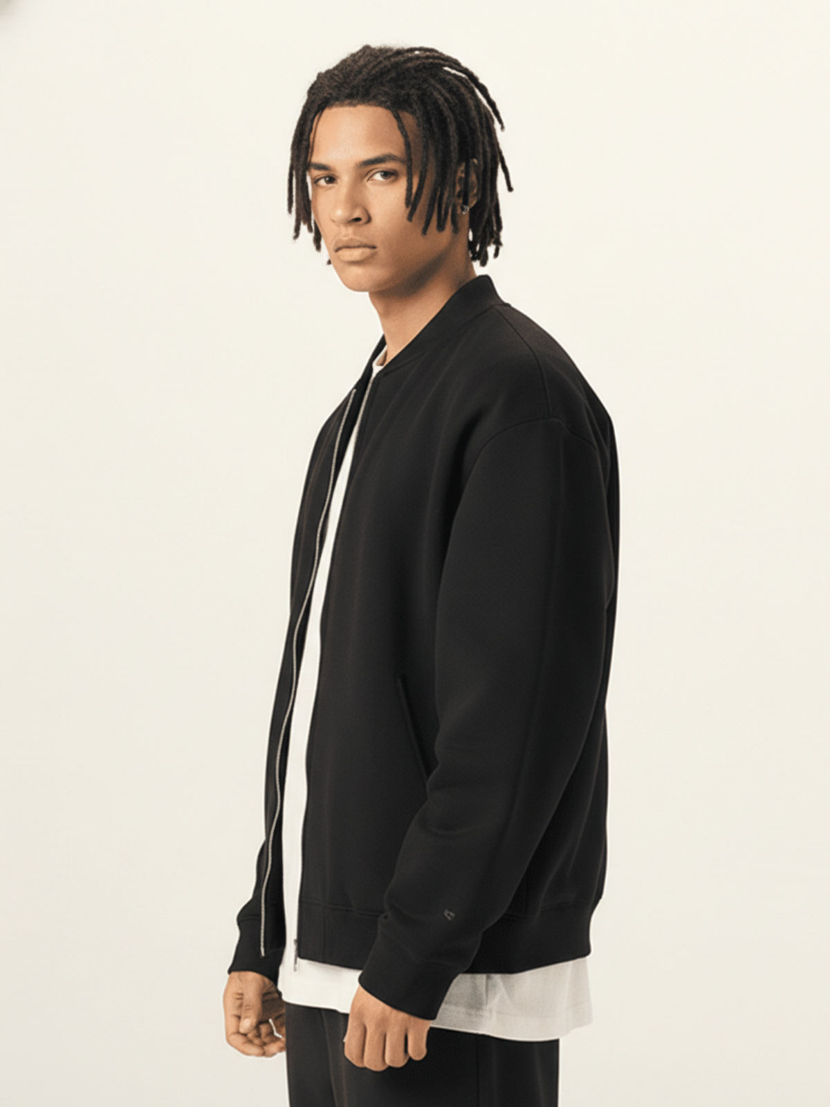 Apollo Moda Apollo Black Fleece Zip-Up Baseball Jacket – product view 4