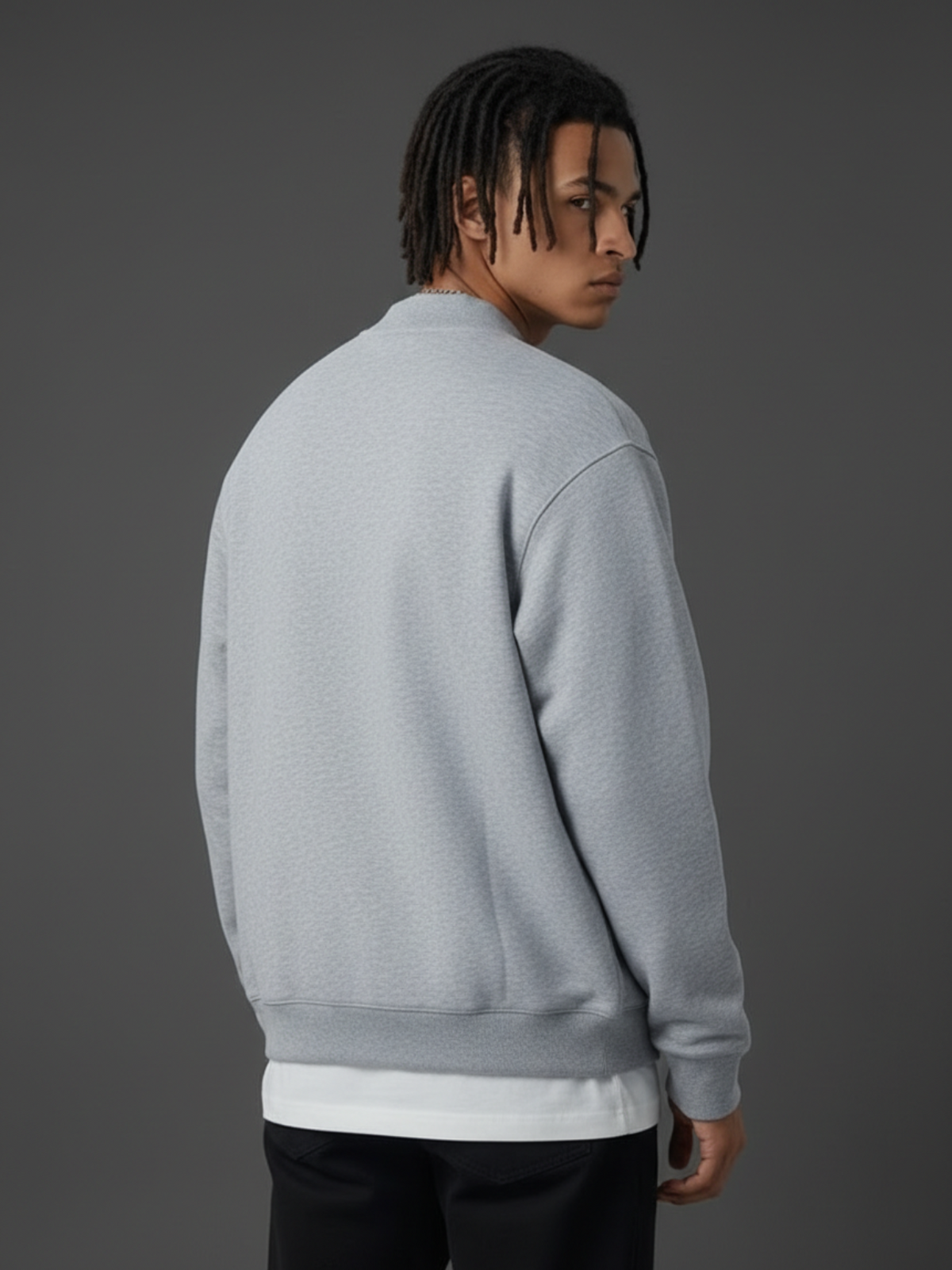 Apollo Moda Apollo Grey Fleece Zip-Up Baseball Jacket – product view 3