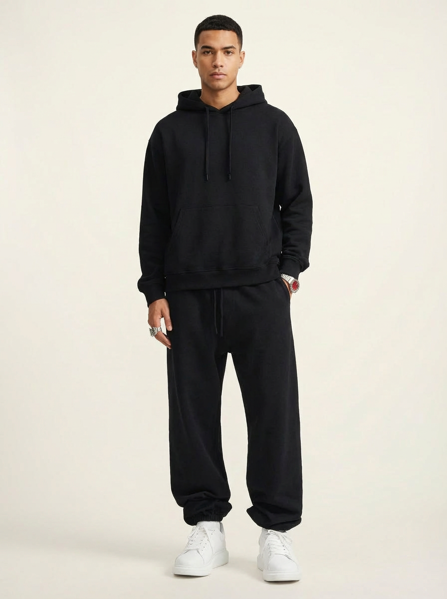 Apollo Moda Apollo Heavyweight Cotton Black Sweatpants – product view 2