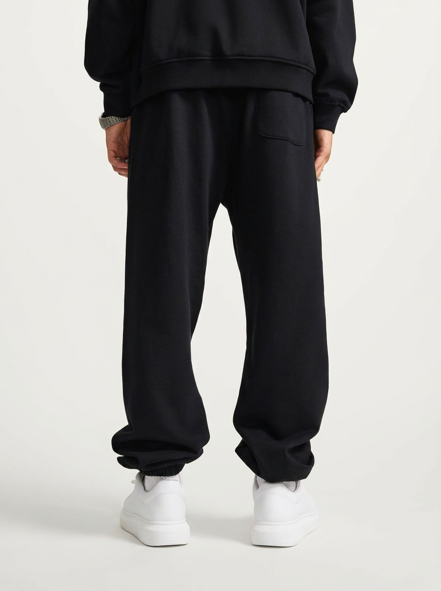 Apollo Moda Apollo Heavyweight Cotton Black Sweatpants – product view 3