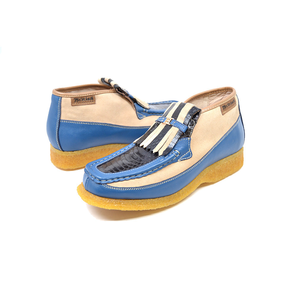 British Walkers Apollo 2 Men's Limited Edition Beige and Blue Snake Skin and Leather Slip On Shoes view 18