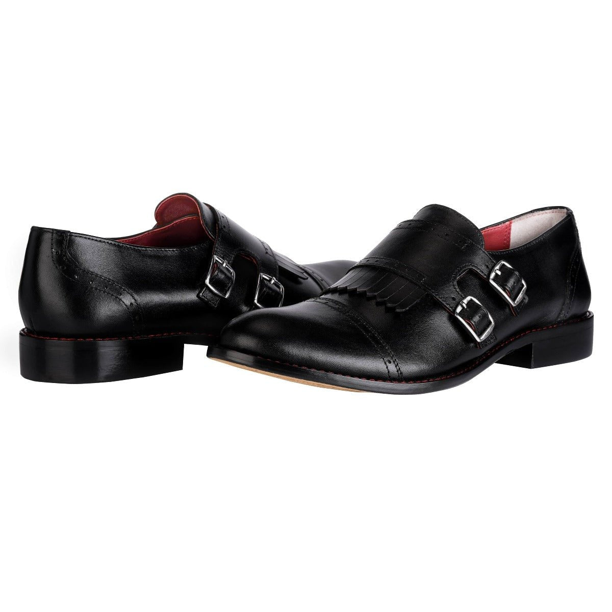 Auburn Leather Oxford Style Monk Straps