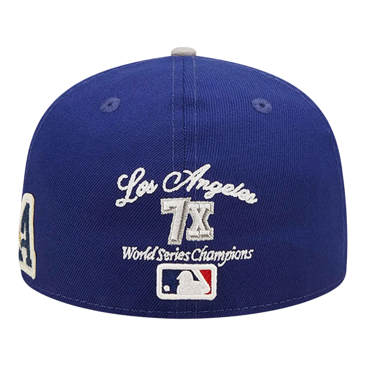 New Era 59Fifty MLB Los Angeles Dodgers Letterman Fitted Hat Blue/Grey – product view 2