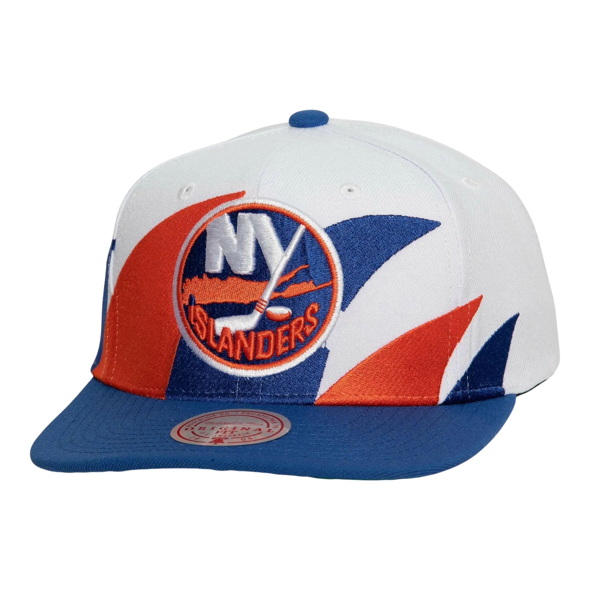 Mitchell & Ness NHL New York Islanders Vintage Sharktooth Snapback Hat — White Adjustable Cap