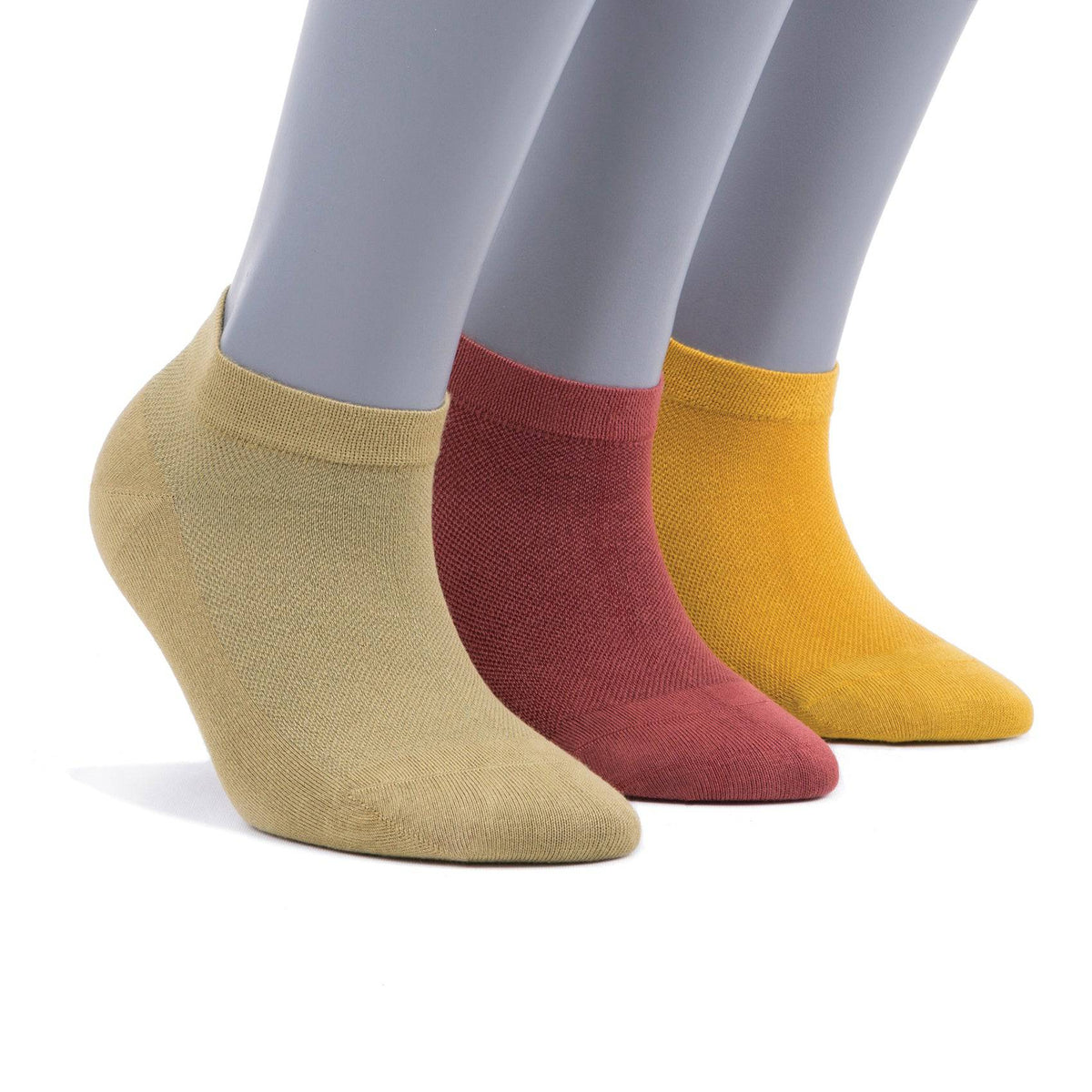 Womenβs Bamboo Ankle Socks 3-Pack, Gold, Brick & Mustard