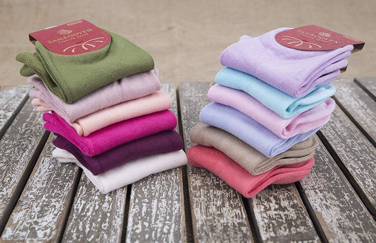Women’s Bamboo Ankle Socks 6-Pack, Blue, Pink & Magenta
