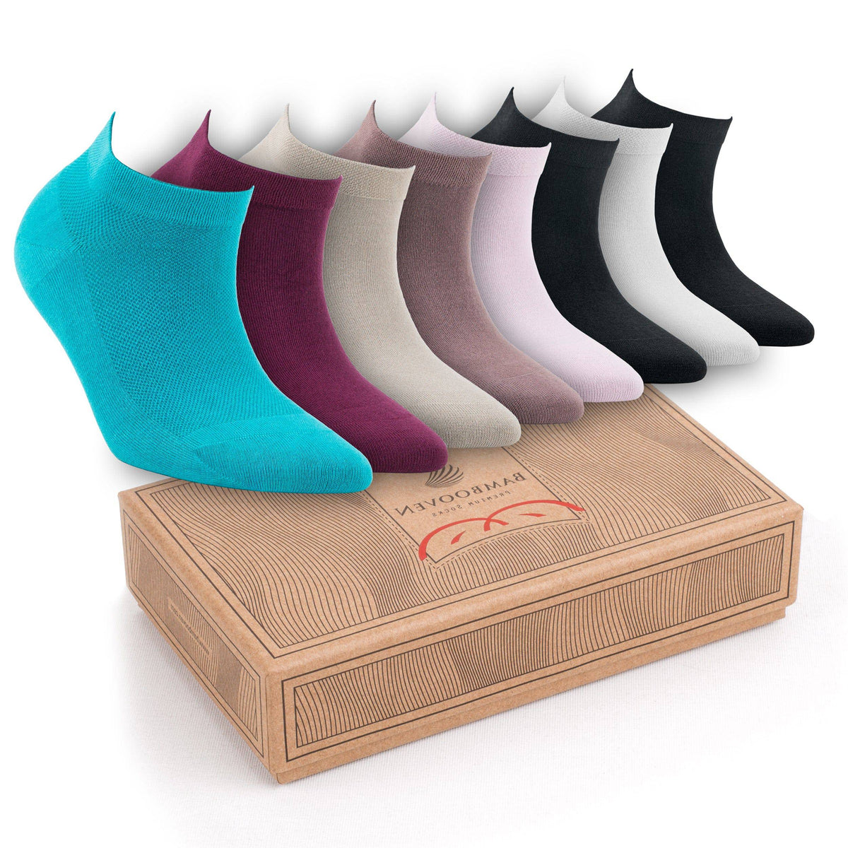 Women’s Bamboo Ankle Socks 8-Pack Gift Box, Jewel Mix