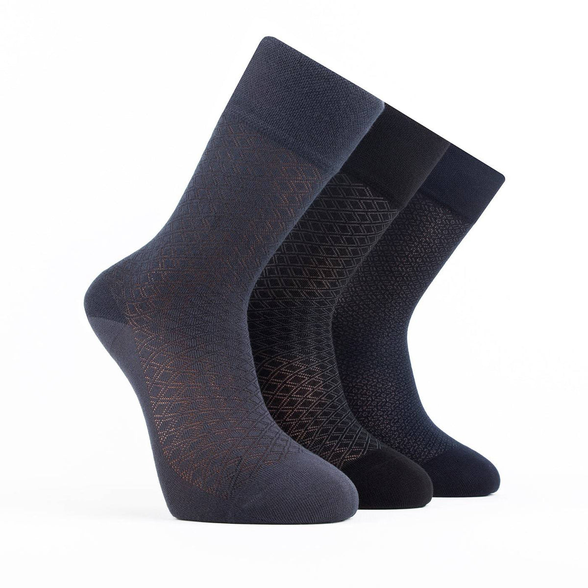 Men’s Bamboo Dress Socks 3-Pack, Ribbed, Slate & Navy