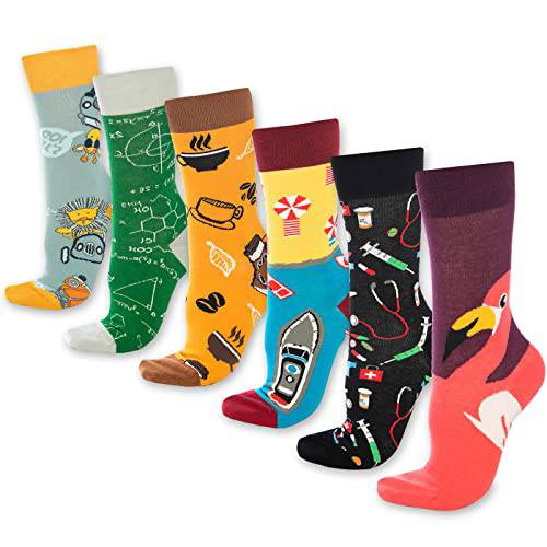 Fun Crew Socks 6-Pack, Coffee Print