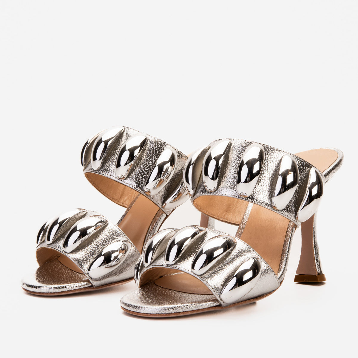 Vinci Leather The Eclipse Silver Leather Women Sandal – top view