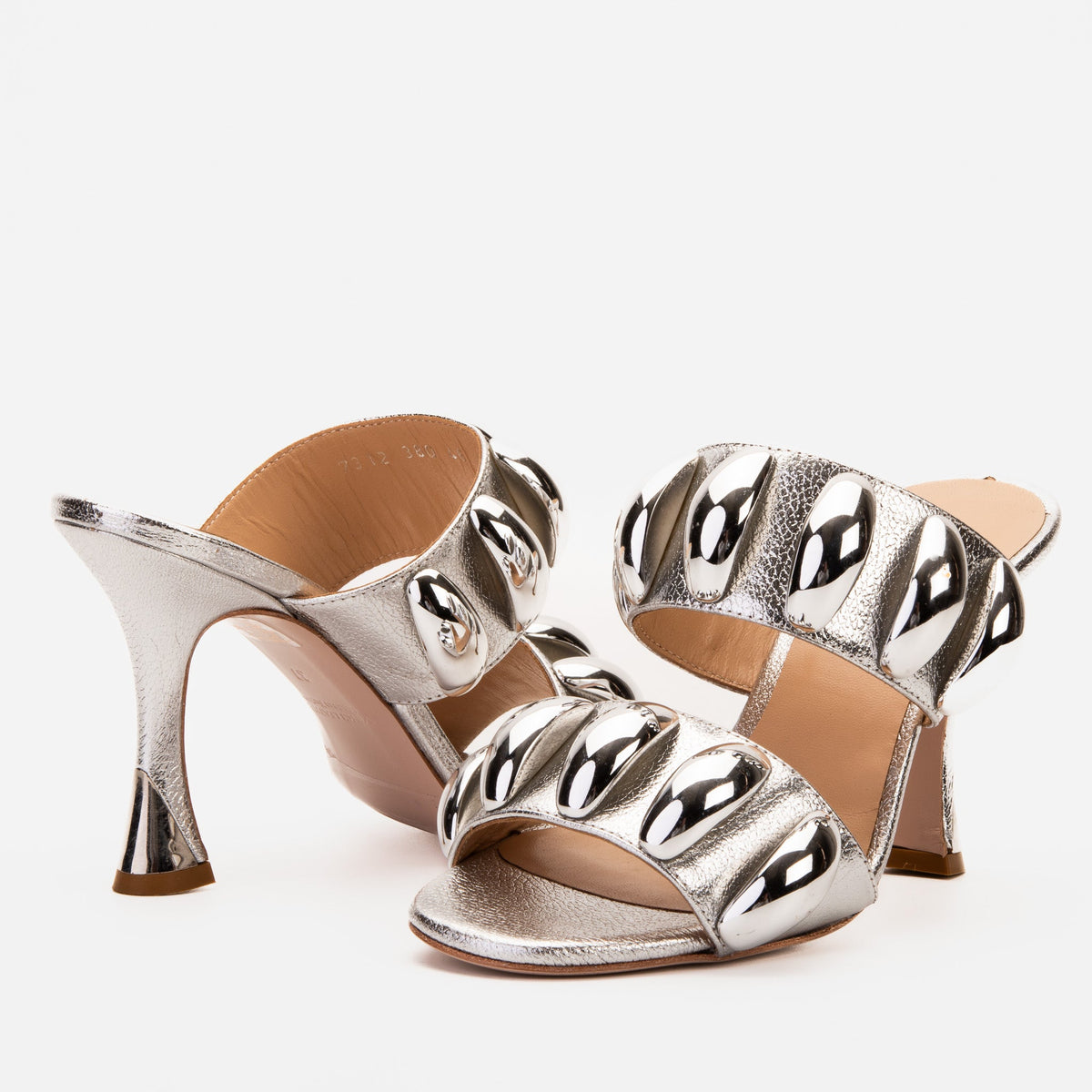 Vinci Leather The Eclipse Silver Leather Women Sandal – top view