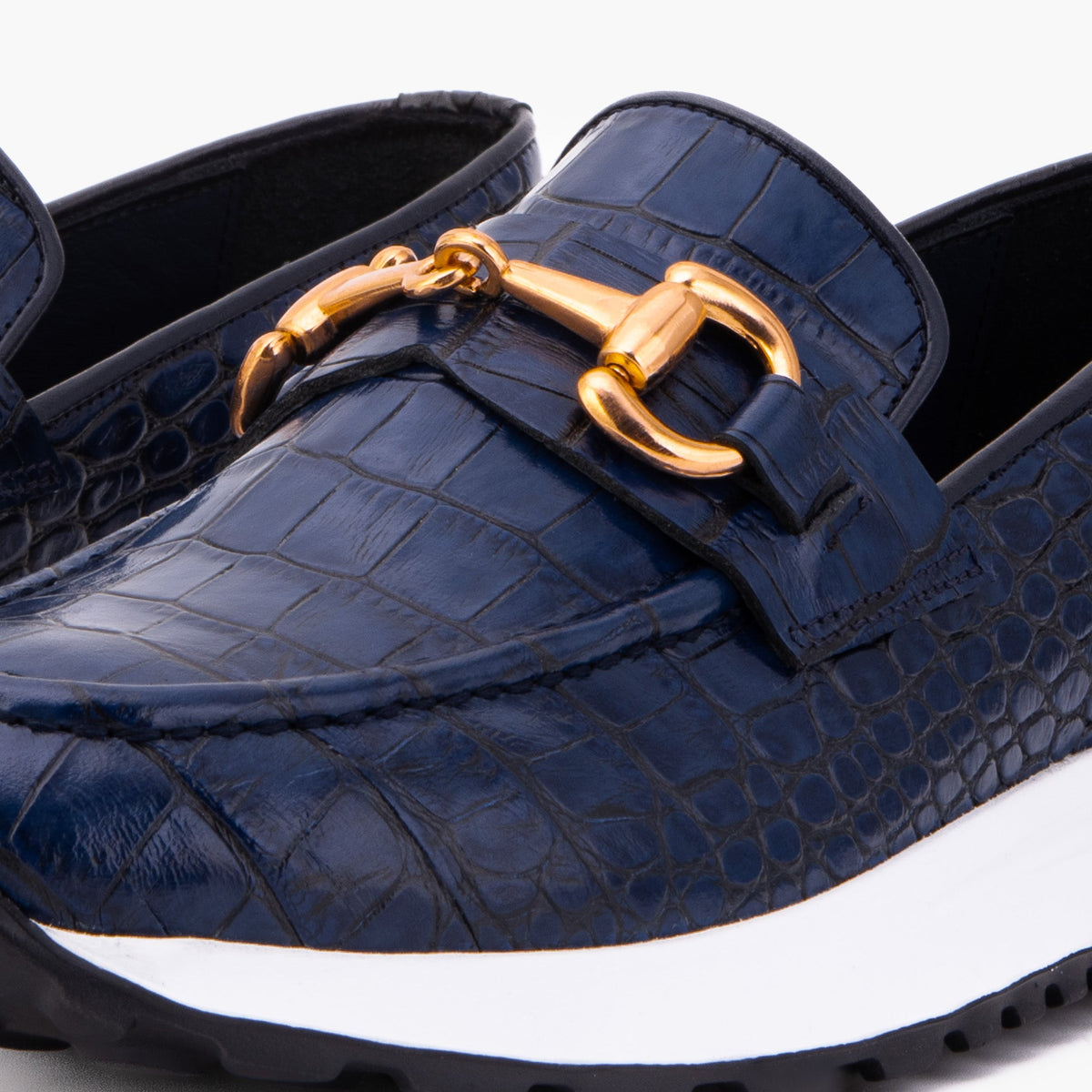Vinci Leather The Milan Navy Croc-Embossed Leather Women Sneaker – product view 3