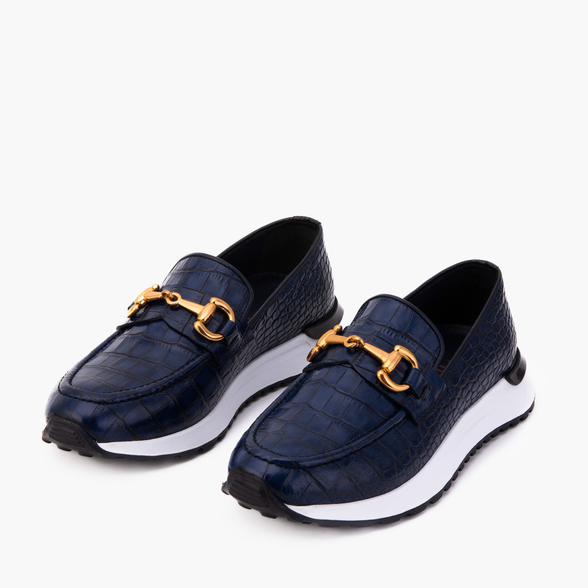 Vinci Leather The Milan Navy Croc-Embossed Leather Women Sneaker – product view 6