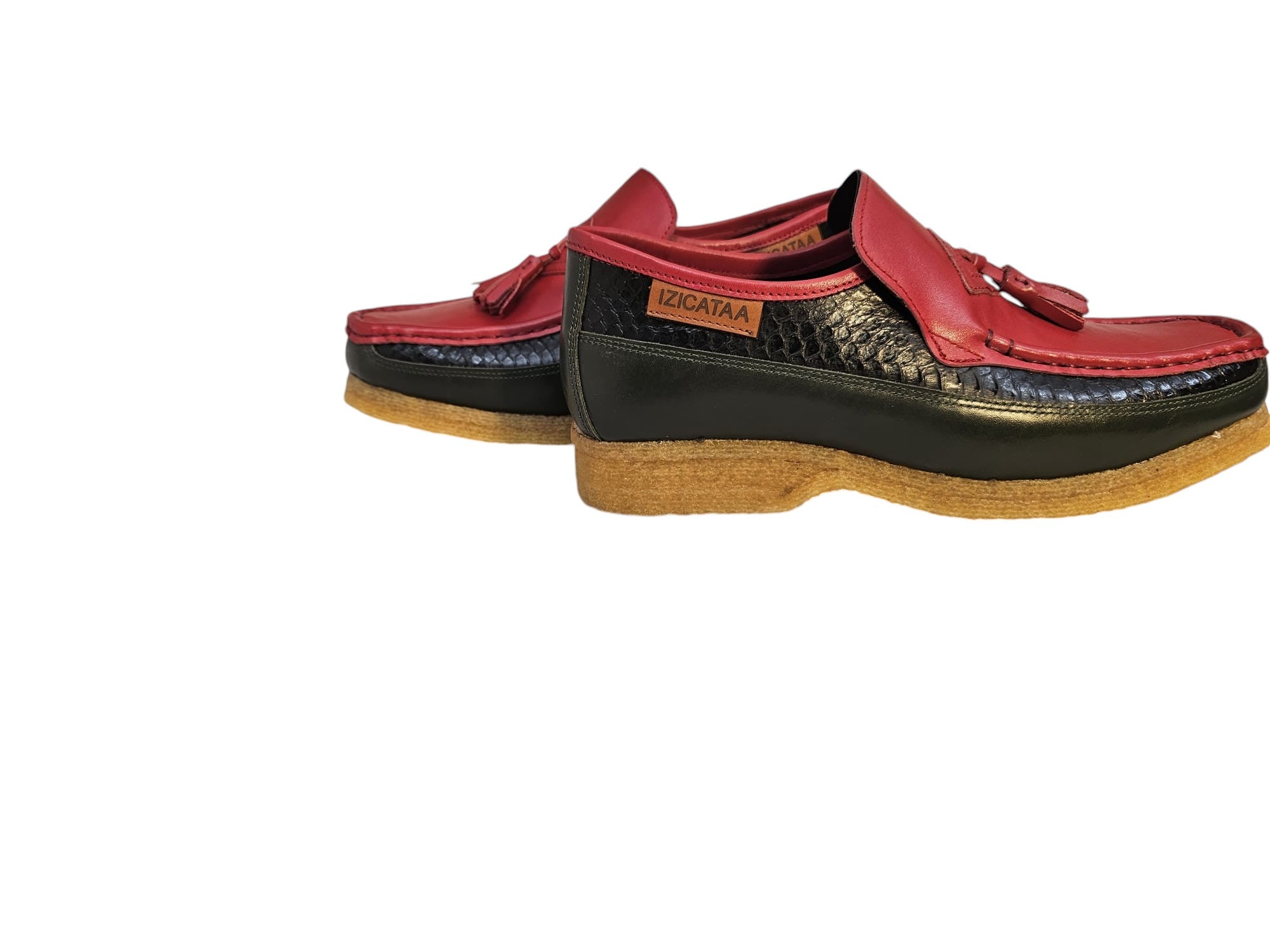 British Walkers BWB Men's Custom Black Leather and Snake Skin Slip On Shoes