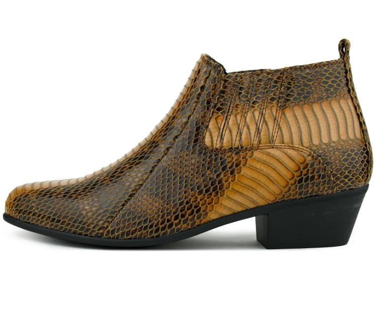 Bolano Adder Men's Cognac Snake Leather Ankle Boots – product view 3