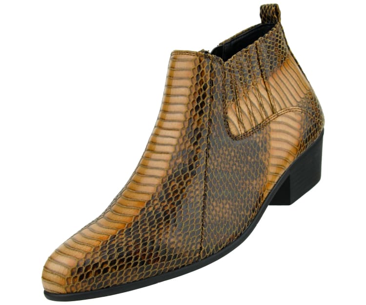 Bolano Adder Men's Cognac Snake Leather Ankle Boots – product view 2