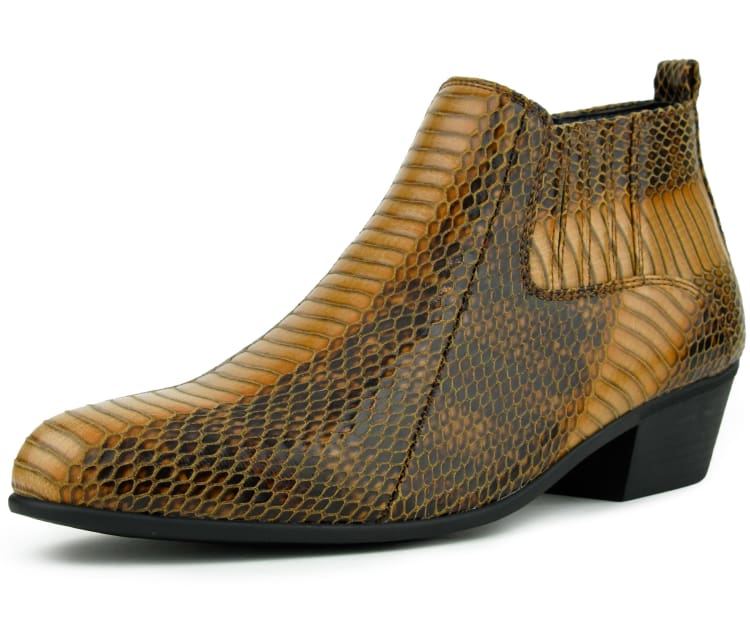 Bolano Adder Men's Cognac Snake Leather Ankle Boots – product view 1