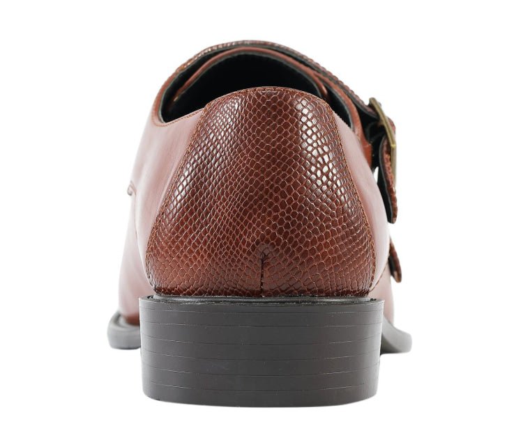 Bolano Bancroft Cognac Double Monk Strap Men's Leather Shoes