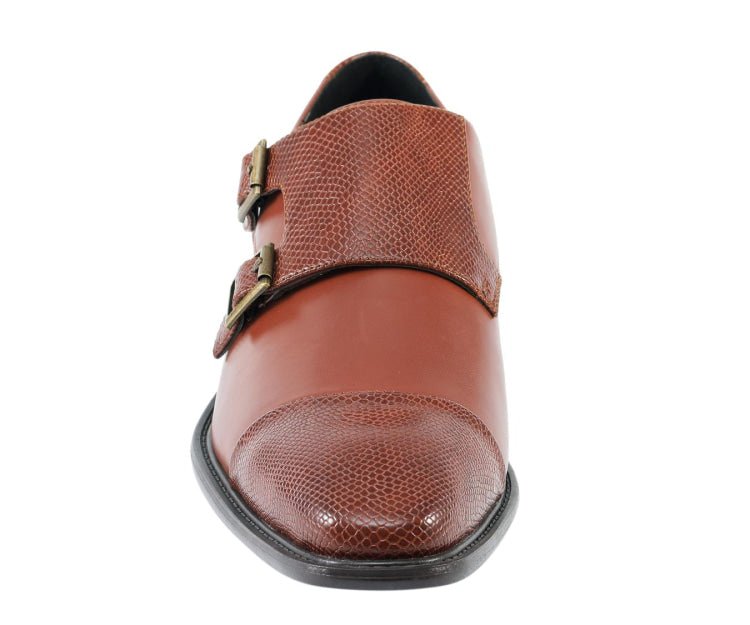 Bolano Bancroft Cognac Double Monk Strap Men's Leather Shoes